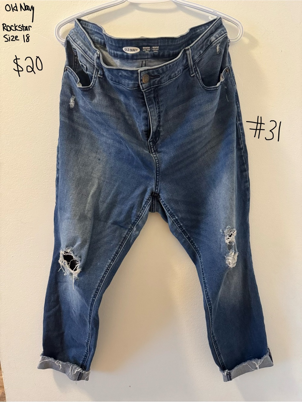 Old Navy Distressed Boyfriend Jeans - Medium Blue